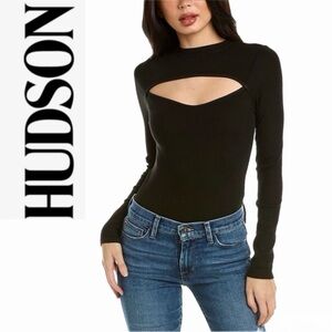 Hudson Jeans Sweetheart Cut-Out Rib Knit Bodysuit | Long Sleeve | NWT | Small